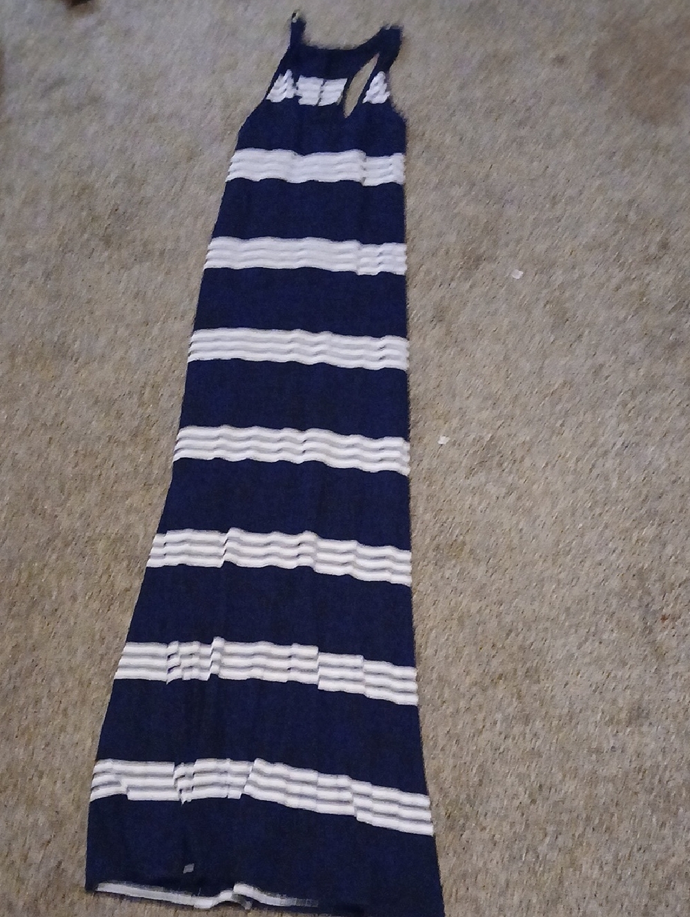 SHEIN Navy and White Striped Maxi Dress